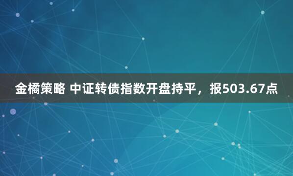 金橘策略 中证转债指数开盘持平，报503.67点